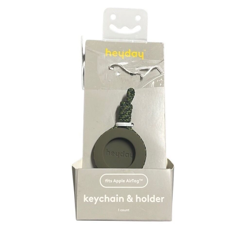 Heyday Silicone Apple Airtag Holder & Keychain Olive Green Missing‎ Carabiner